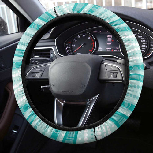 Aussie Nurse Steering Wheel Cover Turquoise Stethoscope Coquette Bow Aboriginal Dot Art