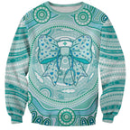 Aussie Nurse Personalised Sweatshirt Turquoise Stethoscope Coquette Bow Aboriginal Dot Art