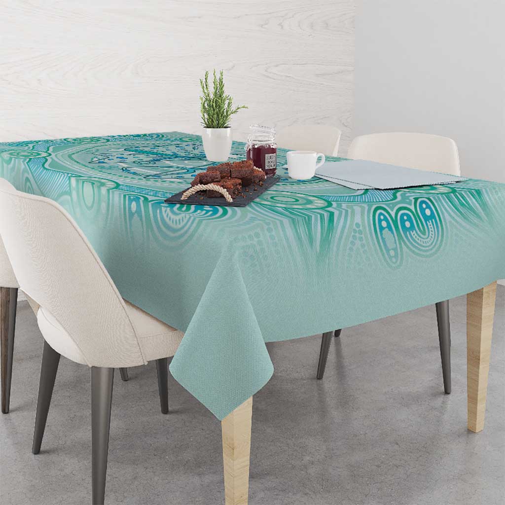 Aussie Nurse Tablecloth Turquoise Stethoscope Coquette Bow Aboriginal Dot Art