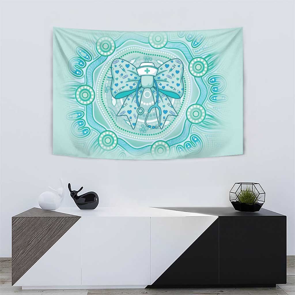 Aussie Nurse Tapestry Turquoise Stethoscope Coquette Bow Aboriginal Dot Art
