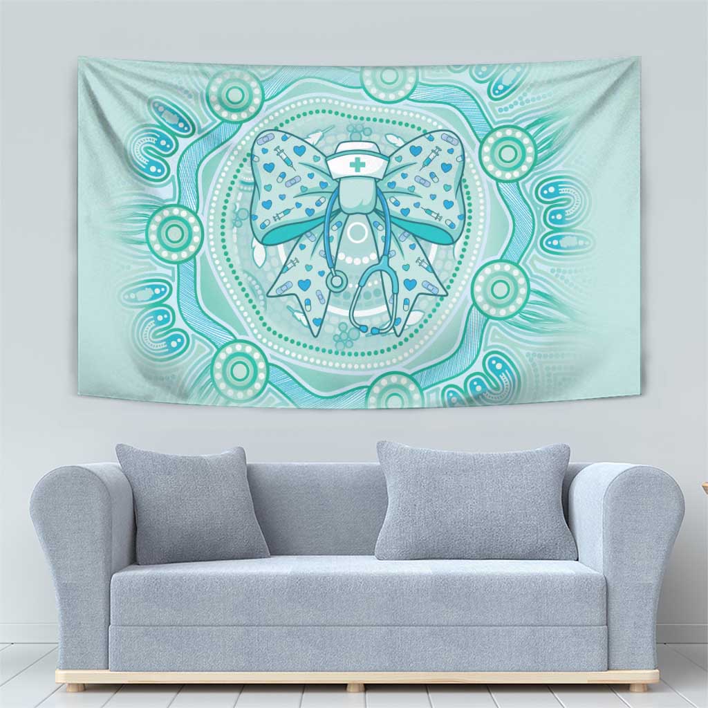 Aussie Nurse Tapestry Turquoise Stethoscope Coquette Bow Aboriginal Dot Art