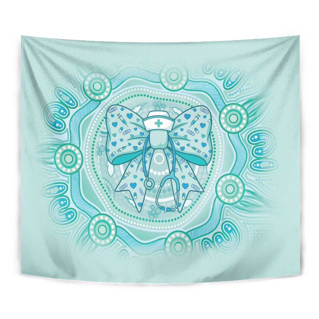 Aussie Nurse Tapestry Turquoise Stethoscope Coquette Bow Aboriginal Dot Art