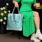 Aussie Nurse Tote Bag Turquoise Stethoscope Coquette Bow Aboriginal Dot Art