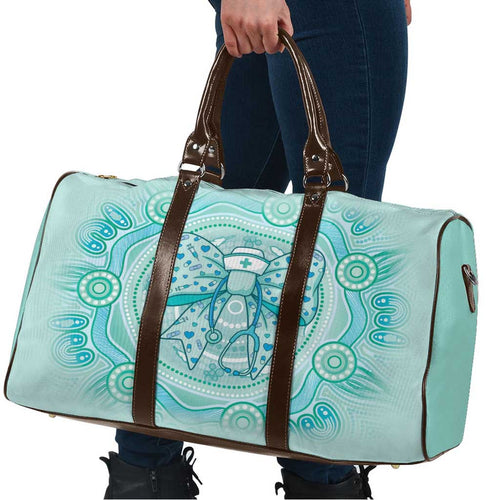 Aussie Nurse Travel Bag Turquoise Stethoscope Coquette Bow Aboriginal Dot Art