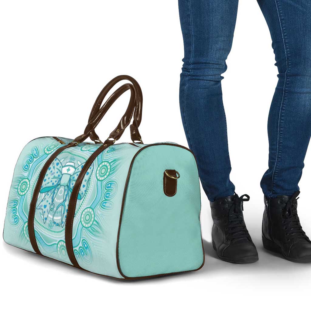 Aussie Nurse Travel Bag Turquoise Stethoscope Coquette Bow Aboriginal Dot Art
