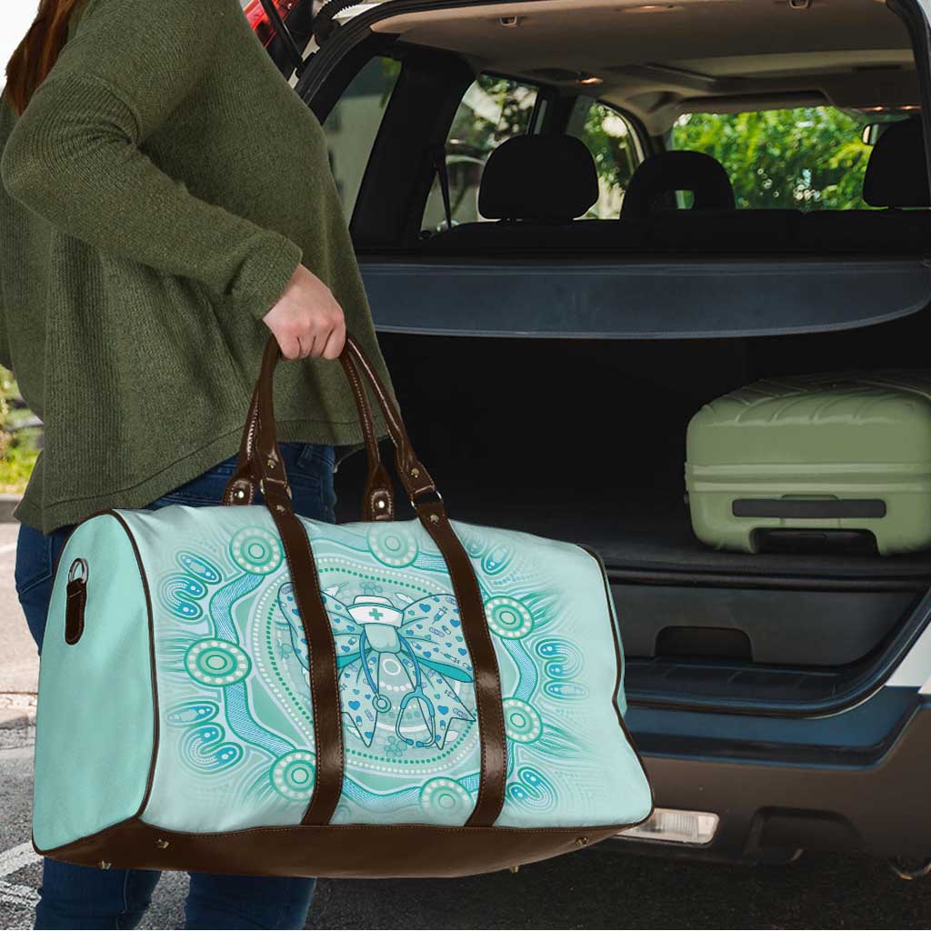 Aussie Nurse Travel Bag Turquoise Stethoscope Coquette Bow Aboriginal Dot Art
