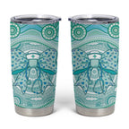 Aussie Nurse Personalised Tumbler Cup Turquoise Stethoscope Coquette Bow Aboriginal Dot Art
