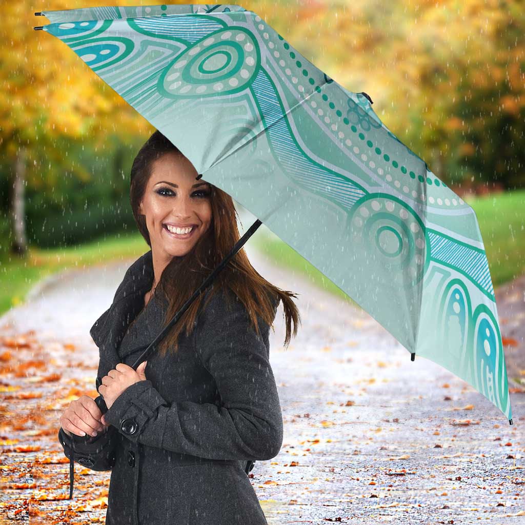 Aussie Nurse Umbrella Turquoise Stethoscope Coquette Bow Aboriginal Dot Art