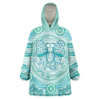 Aussie Nurse Personalised Wearable Blanket Hoodie Turquoise Stethoscope Coquette Bow Aboriginal Dot Art