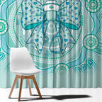 Aussie Nurse Window Curtain Turquoise Stethoscope Coquette Bow Aboriginal Dot Art