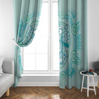 Aussie Nurse Window Curtain Turquoise Stethoscope Coquette Bow Aboriginal Dot Art