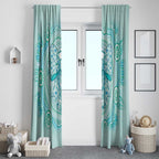 Aussie Nurse Window Curtain Turquoise Stethoscope Coquette Bow Aboriginal Dot Art
