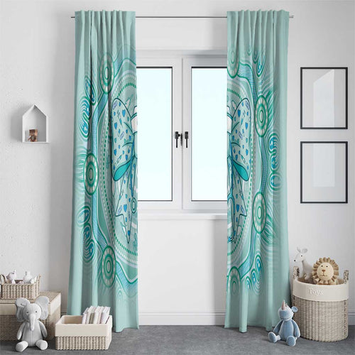 Aussie Nurse Window Curtain Turquoise Stethoscope Coquette Bow Aboriginal Dot Art