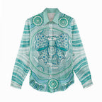 Aussie Nurse Personalised Women Casual Shirt Turquoise Stethoscope Coquette Bow Aboriginal Dot Art