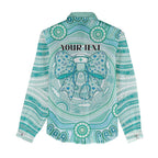 Aussie Nurse Personalised Women Casual Shirt Turquoise Stethoscope Coquette Bow Aboriginal Dot Art