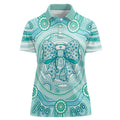 Aussie Nurse Personalised Women Polo Shirt Turquoise Stethoscope Coquette Bow Aboriginal Dot Art