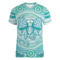 Aussie Nurse Personalised Women V-Neck T-Shirt Turquoise Stethoscope Coquette Bow Aboriginal Dot Art