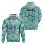 Aussie Nurse Personalised Zip Hoodie Turquoise Stethoscope Coquette Bow Aboriginal Dot Art