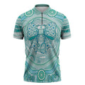 Aussie Nurse Personalised Zipper Polo Shirt Turquoise Stethoscope Coquette Bow Aboriginal Dot Art