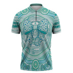 Aussie Nurse Personalised Zipper Polo Shirt Turquoise Stethoscope Coquette Bow Aboriginal Dot Art