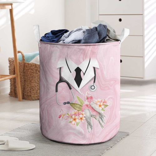 Aussie Nurse RN Pink Cockatoo Laundry Basket