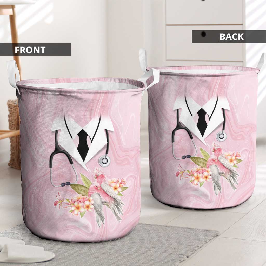 Aussie Nurse RN Pink Cockatoo Laundry Basket