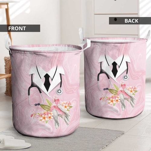 Aussie Nurse RN Pink Cockatoo Laundry Basket