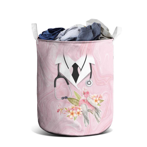 Aussie Nurse RN Pink Cockatoo Laundry Basket