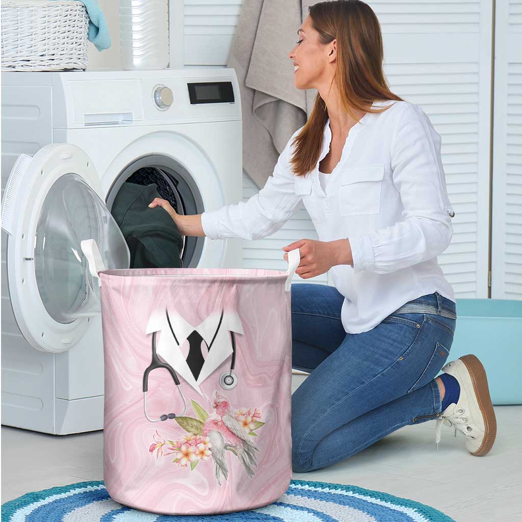 Aussie Nurse RN Pink Cockatoo Laundry Basket