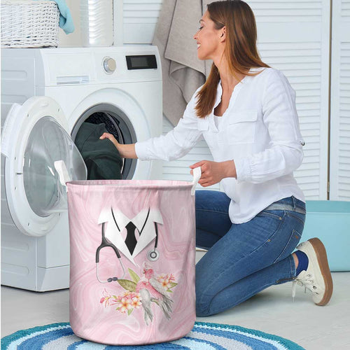 Aussie Nurse RN Pink Cockatoo Laundry Basket
