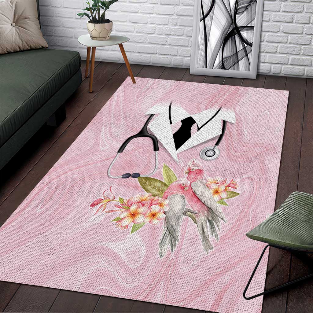 Aussie Nurse RN Pink Cockatoo Area Rug