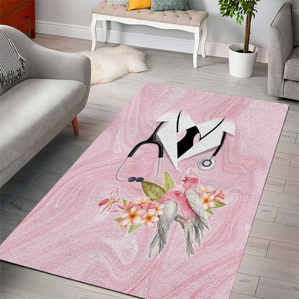 Aussie Nurse RN Pink Cockatoo Area Rug
