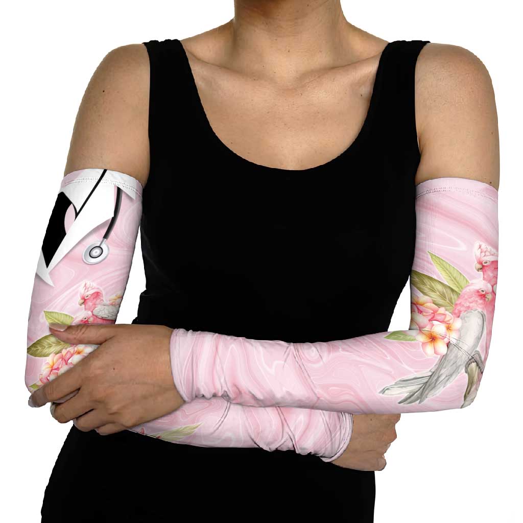 Aussie Nurse RN Pink Cockatoo Arm Sleeves