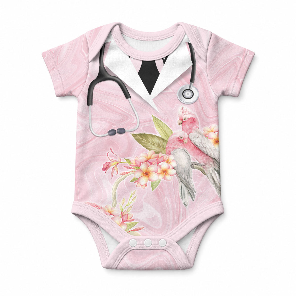 Aussie Nurse RN Pink Cockatoo Baby Onesie
