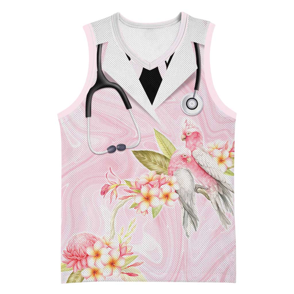 Aussie Nurse RN Pink Cockatoo Basketball Jersey