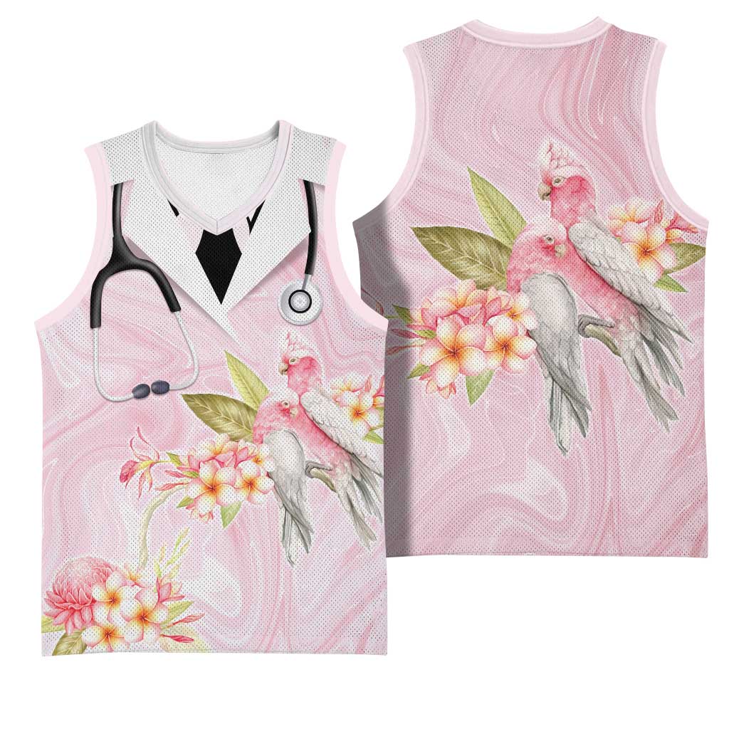 Aussie Nurse RN Pink Cockatoo Basketball Jersey