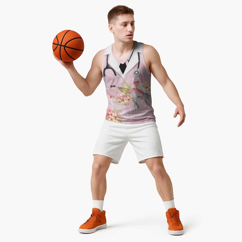 Aussie Nurse RN Pink Cockatoo Basketball Jersey