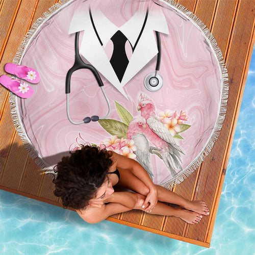 Aussie Nurse RN Pink Cockatoo Beach Blanket