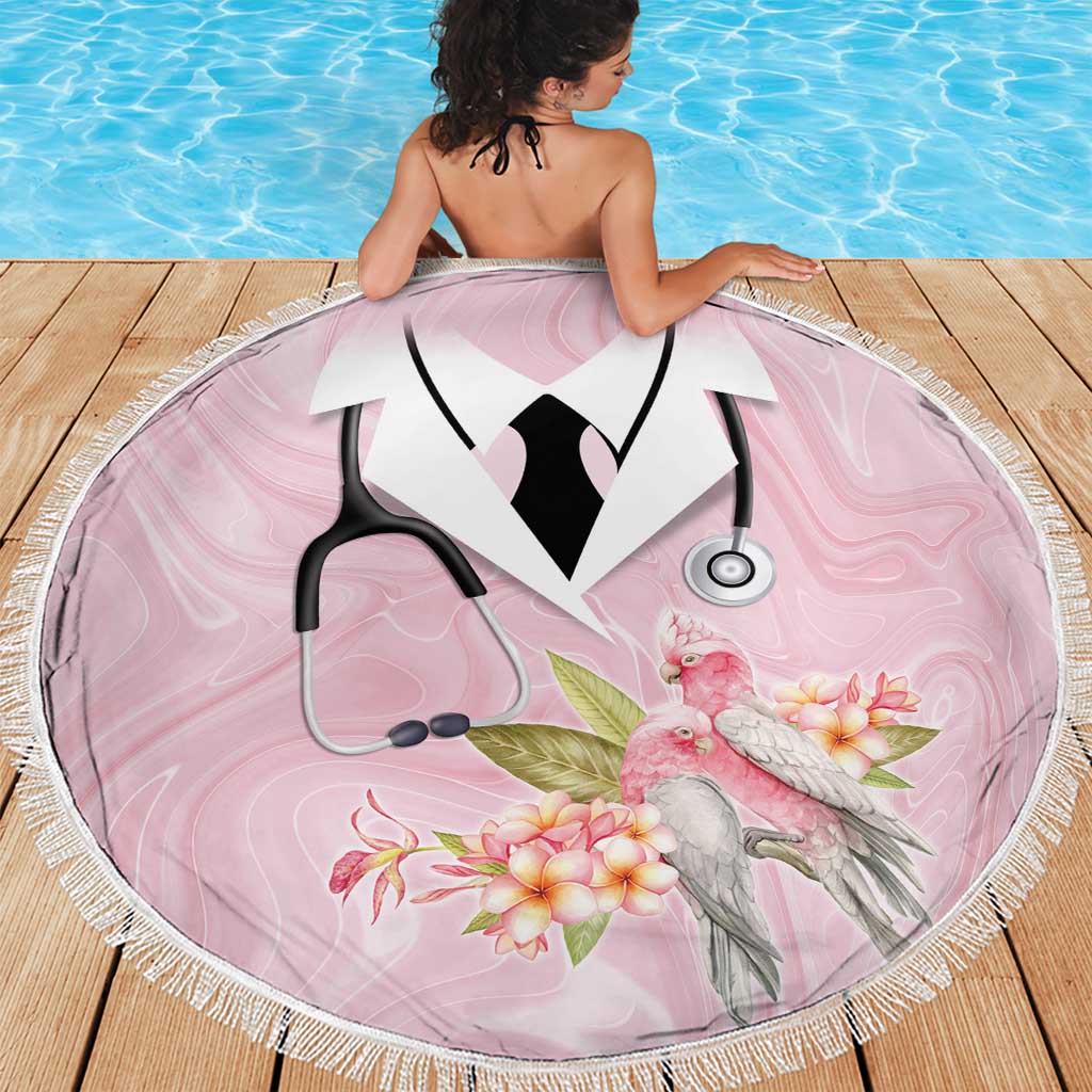 Aussie Nurse RN Pink Cockatoo Beach Blanket