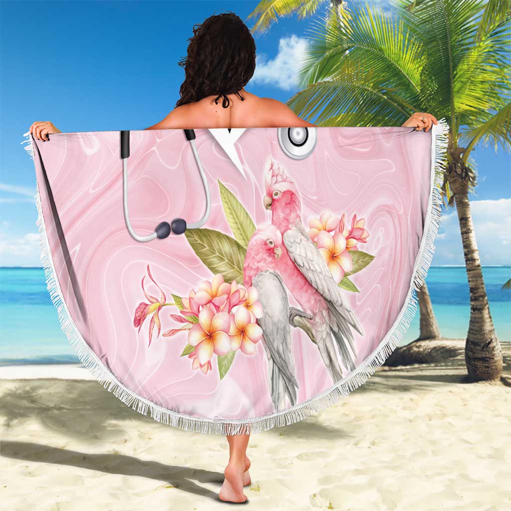 Aussie Nurse RN Pink Cockatoo Beach Blanket