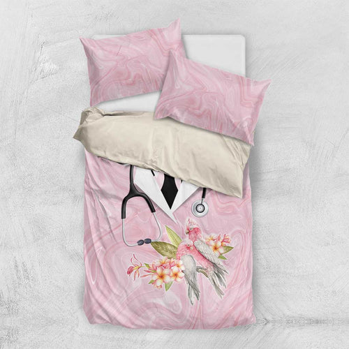 Aussie Nurse RN Pink Cockatoo Bedding Set