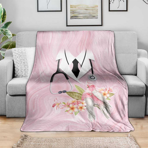 Aussie Nurse RN Pink Cockatoo Blanket