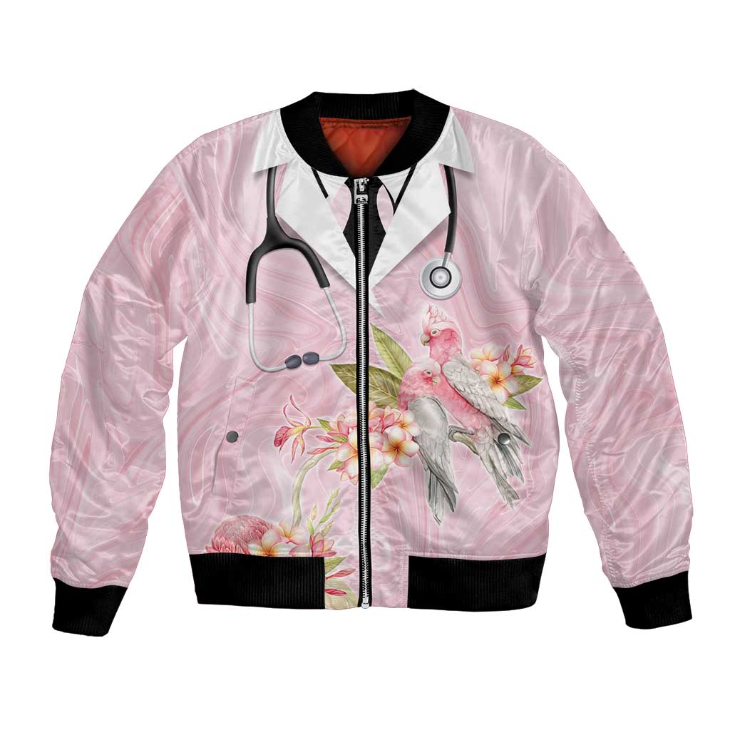 Aussie Nurse RN Pink Cockatoo Bomber Jacket