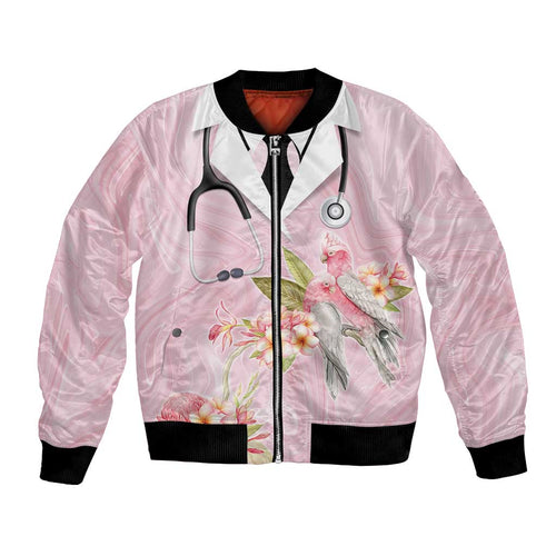 Aussie Nurse RN Pink Cockatoo Bomber Jacket