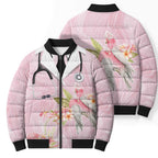 Aussie Nurse RN Pink Cockatoo Bomber Puffer Jacket
