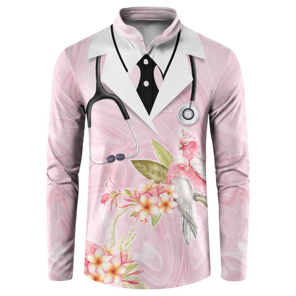 Aussie Nurse RN Pink Cockatoo Button Sweatshirt