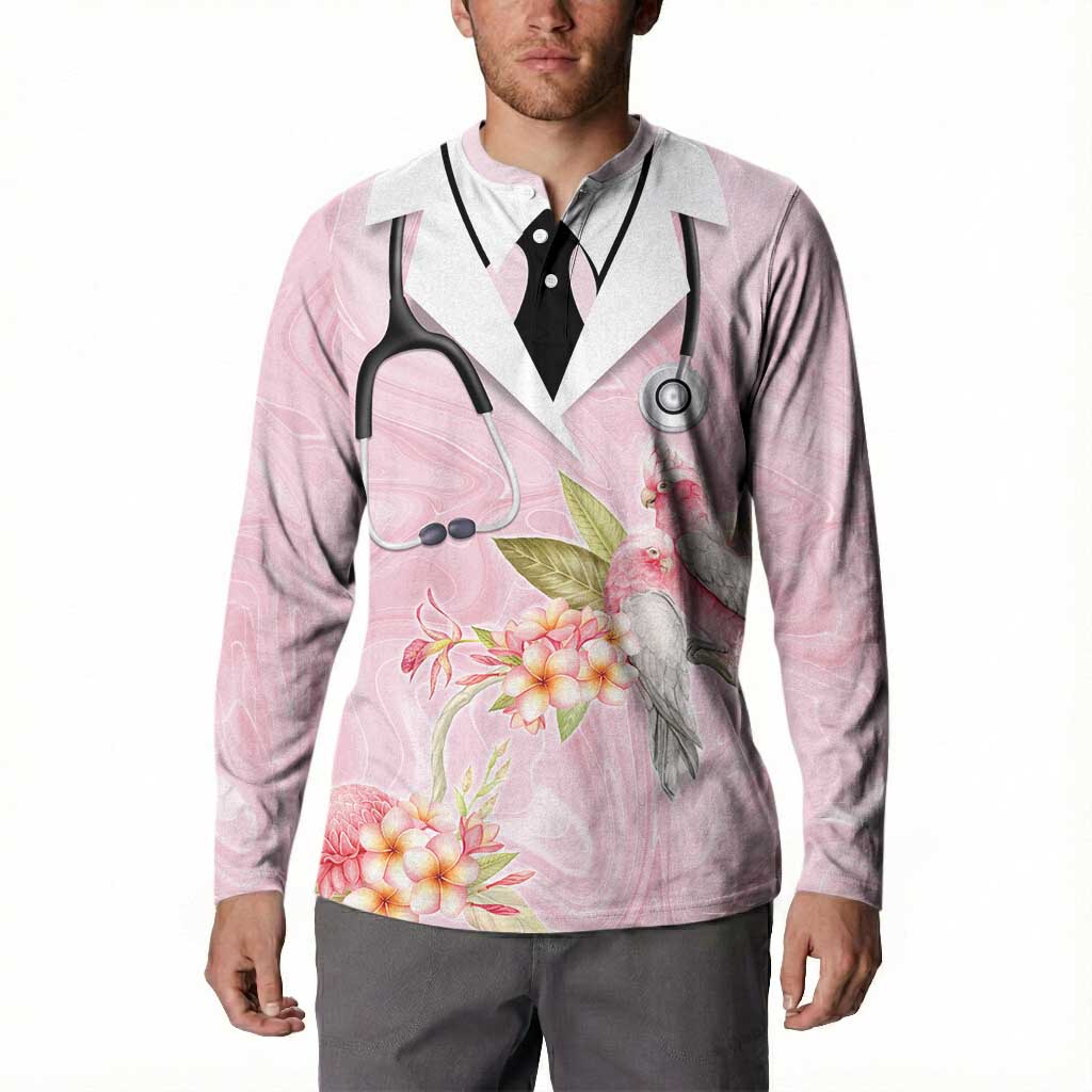Aussie Nurse RN Pink Cockatoo Button Sweatshirt