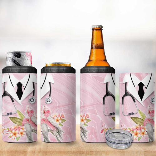 Aussie Nurse RN Pink Cockatoo 4 in 1 Can Cooler Tumbler