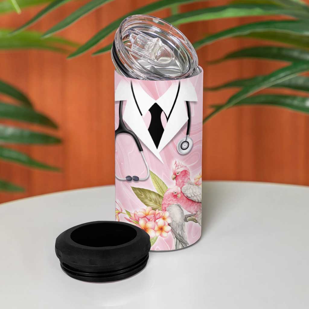 Aussie Nurse RN Pink Cockatoo 4 in 1 Can Cooler Tumbler