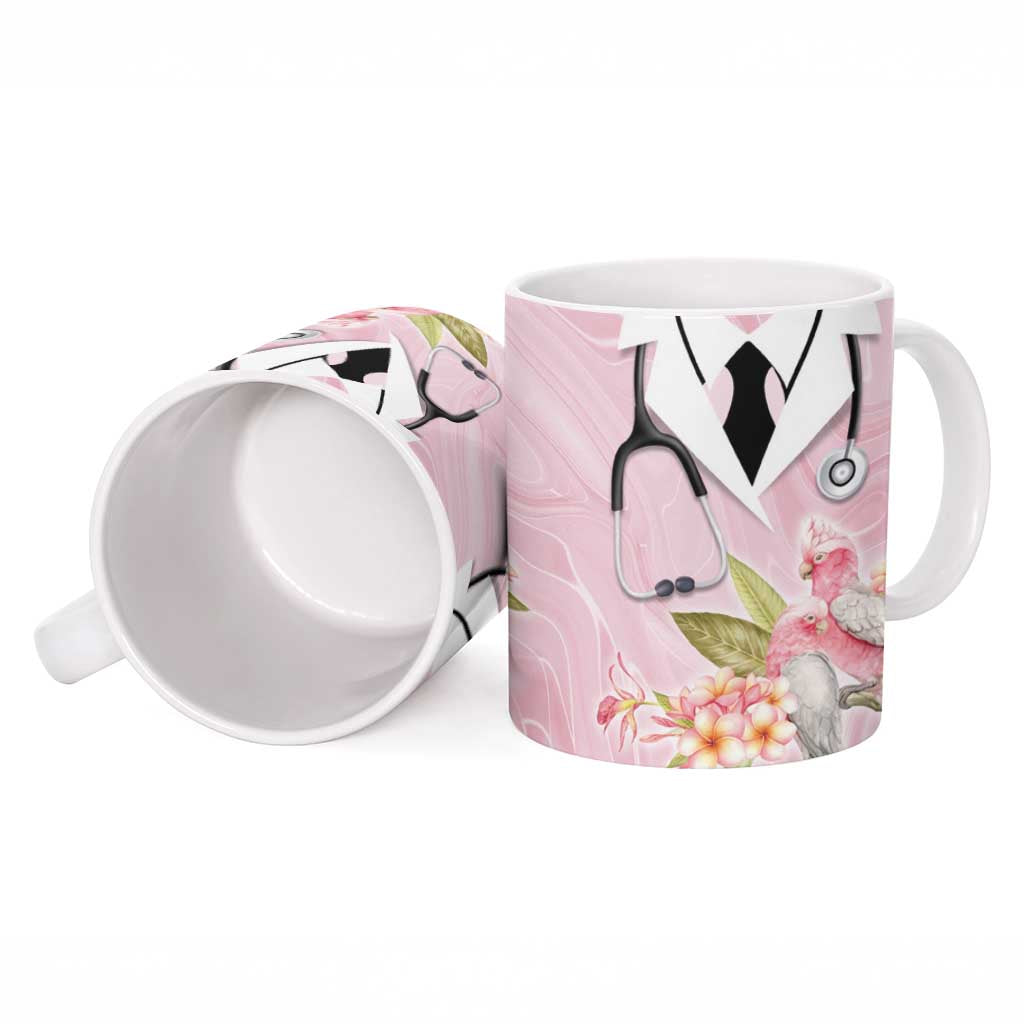 Aussie Nurse RN Pink Cockatoo Ceramic Mug